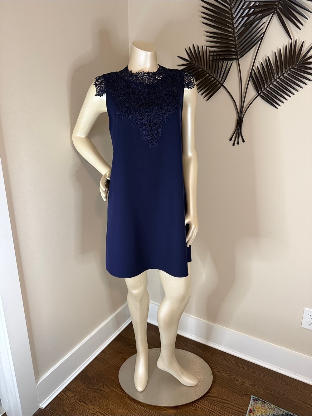 Alya Navy Lace Yoke Mini Dress